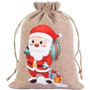 Jute zakken, jute tassen kerst linnen jute trekkoord tas kerstman sneeuwpop eland geschenkzakjes sieraden snoep opslag verpakkingszakken (kleur: B, maat: andere)