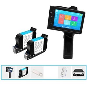 Handheld inkjetprinter, 17,5 mm inch handheld inkjetprinter Batchcode Serienummer Barcode Qr Code Logo Handjetprinter(Printer with 2pc ink)