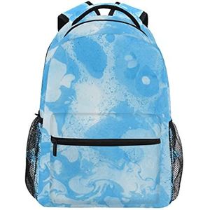 Blauwe kunst marmeren inkt boekentas school student rugzak voor reizen tiener meisjes jongens kind