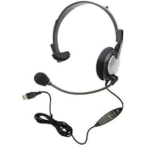 Andrea Communications NC-181VM USB On-Ear Monauraal Computer Headset met ruisonderdrukkende microfoon, in-line volume/mute-besturingselementen en ingebouwde externe geluidskaart en USB-stekker