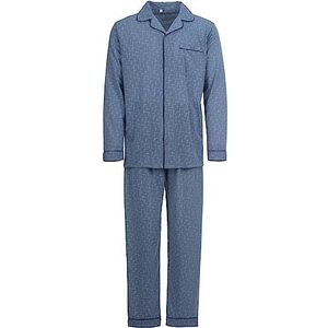 Lange herenpyjama met knoopsluiting en borstzak geknoopt katoenen pyjama, grijs, XL