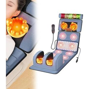 Verwarmde Massagemat, Met 20 Nekshiatsu-knedende Massagekoppen, Full Body Massagemat, 10 Vibratiemotoren Massagematras Voor Nek, Rug, Taille, Benen