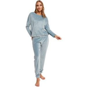 Italian Fashion IF Dames fleece huispak pyjama lange winter zachte pyjama pak set tweedelig bipolar bovendeel met zakken en broek, munt, XXL