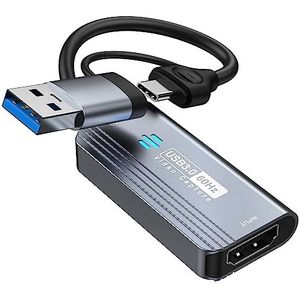 Papeaso Video Capture Card, 4K HDMI naar USB3.0/Type-C Capture Card, 1080P 60FPS Video Capture Device, voor streaming, onderwijs, gaming, videoconferenties of live-uitzendingen