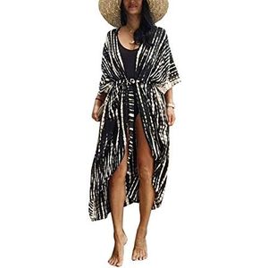 YouKD Bohemian Kimono Cardigan Beach Badpak Cover Up Maxi-jurk met lange mouwen voor dames