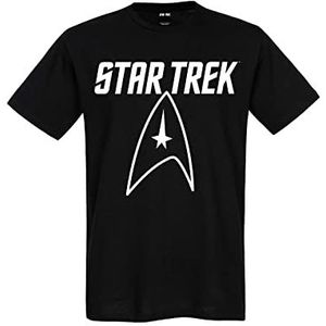 Star Trek Big Logo T-shirt voor heren, zwart, ronde hals, motief eenzijdig, zonder kraag, recht, korte mouwen, zwart, XL