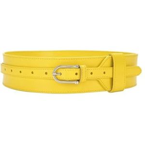Brede elastische riem for dames met gespleten leer, verstelbare tailleband, korsetriem for jurken, tops, tuniek, obi-stijl, modeaccessoires, rekbare comfortabele tailleband for casual outfits.(Yellow)
