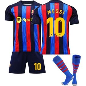 ENIXWH Barcelona FCB Jersey, T-shirt voor kinderen, voetbalshirt met sokken, shorts 2022/2023, voor kinderen, jongens en volwassenen, nummer 10, 26 NL