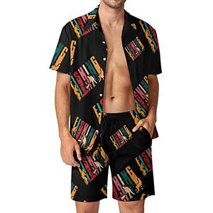 Vissen Retro Vintage Heren Hawaiiaanse Bijpassende Set 2 Stuk Outfits Button Down Shirts En Shorts Voor Strand Vakantie