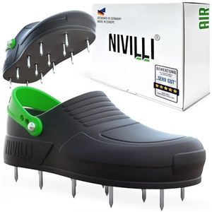 Nivilli AIR - Nail Spike Shoe Clog voor eenvoudige beluchting en ontluchting van het gazon. (Big 9/12 UK) Rood