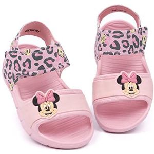 Disney Minnie Mouse Sandals Kids Peuters | Meisjes Luipaard Animal Print Roze Sliders met ondersteunende riem | Roze Zomerschoenen Schoeisel