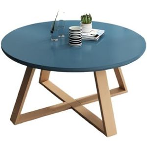 Moderne Woonkamertafel Scandinavische Ronde Salontafel Modern Klein Appartement Eenvoudig Huis Woonkamer Creatieve Massief Houten Salontafel Koffietafel(Blue,M)