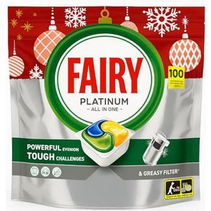 Fairy Platinum All-In-One Vaatwassertabs, 100 capsules, citroen en citroen, vaatwastabletten