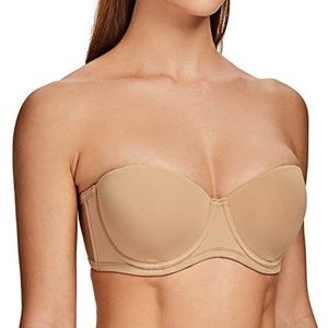 MELENECA Dames Comfort Beugel Ongewatteerde Grote Borsten Strapless bh Amandel 70H