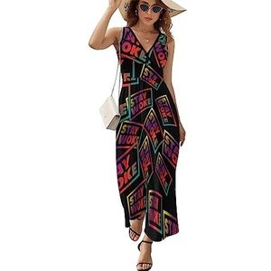 Stay Woke Maxi-jurk voor dames, mouwloos, lange zomerjurken, strandjurken, A-lijn, XL