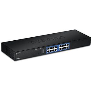Trendnet, TEG-S16D, Gigabit GREENnet, switch, ongebeheerd, 10/100/1000 Mbps, desktop-switch, 802.p QoS, wit 16-voudig. 16-Port zwart