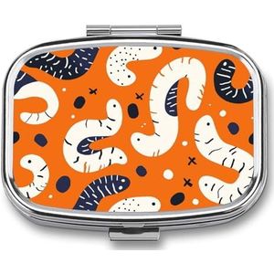 Pillendoos met spiegel 2 compartimenten draagbare cartoon witte worm pillenorganisator voor zak of portemonnee reizen medicijnen pillendoosje wekelijkse geneeskunde pillenhouder voor dagelijkse