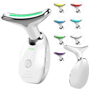 Elektrisch massageapparaat voor het gezicht, anti-rimpel apparaat met 7 kleuren met 3 massagemodi, gezichts- en nekmassageapparaat met vibratie voor versteviging en zachtheid van de huid (wit)