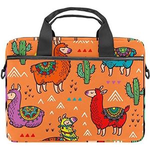 Arabische Stijl Arabesque Patroon 3 Laptop Schouder Messenger Bag Crossbody Aktetas Messenger Sleeve voor 13 13.3 14.5 Inch Laptop Tablet Beschermen Tote Bag Case, Alpaca Oranje Cactus, 11x14.5x1.2in /28x36.8x3 cm