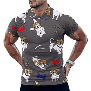 Jack Russell Dog Bones grappige heren poloshirt korte mouw T-shirts klassieke tops voor golf tennis workout