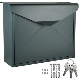 ALSTEN TECH Designer brievenbus wandbrievenbus zonder krantenrol krantenvak antracietgrijs mat RAL 7016 A4/C4 geschikt