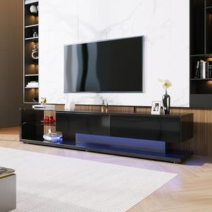 Aunvla Tv-kasten, lowboards, hoogglans woonkamermeubels. Glazen scheidingswanden en variabele LED-verlichting. Het combineert natuurlijke, rustieke stijl met modern design.