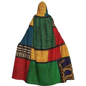 SSIMOO Afrikaanse stijl patchwork opvallende cosplay kostuum cape voor dames - unisex vampiermantel voor Halloween.