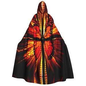 WURTON Oranje vlinder volledige lengte carnaval cape met capuchon cosplay kostuums mantel, 190cm