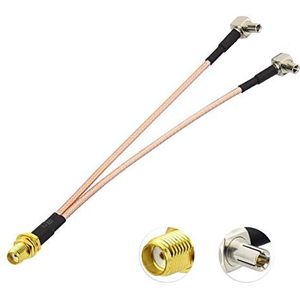 Bingfu 4G LTE Mobile Hotspot MiFi Aerial Antenna Adapter Cable SMA Female to Dual TS9 Connector Cable 15cm/6 inch for Jetpack AT&T MiFi Mobile WiFi Hotspot Router USB Modem AirCard AC791L 6620L