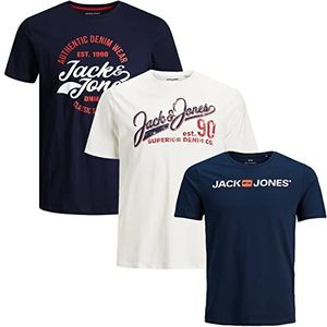 JACK & JONES Heren T-Shirt 3 Pack Big Size oversized ronde hals O-hals T-shirt 2XL 3XL 4XL 5XL 6XL 7XL 8XL (XXXL, 3-delig pakket grote maat # 72)