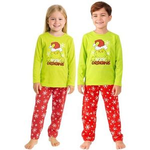 United Labels Grinch pyjama voor meisjes en jongens, groen rood, 98-104, pyjama kinderen lang, pyjama winter kerst