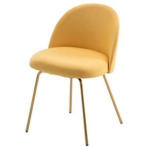 GEIRONV 46×46×78cm Keuken Eetkamerstoel,Linnen Gouden Been Trouwkamer Lounge Stoel Thuis Slaapkamer Nail Art Make-up Stoel 1 Stuk Eetstoelen (Color : Yellow, Size : 46x46x78cm)