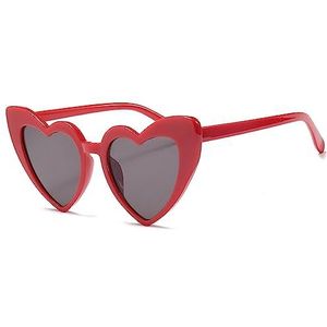 GALSOR Liefde hartvormige perzik hart zonnebril harajuku stijl selfie zonnebril (kleur: rood, maat: vrije maat)