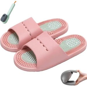 Massage Slippers voor Mannen & Vrouwen, Acupressuur Massage Sandalen, Voetmassage Schoenen, Ultra Zacht, Sneldrogend, Antislip,Roze,36