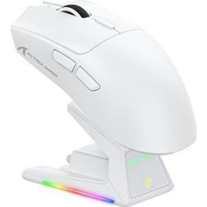 ATTACK SHARK X1 Gaming Mouse with Touchpad RGB Charging Dock, PixArt PAW3395PRO Gaming Sensor, BT/2.4G Wireless/Wired Gaming Mouse, 40000 DPI, 53g Superlight Gamer Mice for Win11/Xbox/PS/Mac (White)