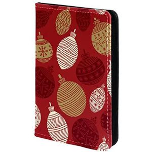 Rode kerstdecoratie ballen-01 paspoorthouder, paspoorthoes, paspoortportemonnee, reisbenodigdheden, Meerkleurig, 11.5x16.5cm/4.5x6.5 in