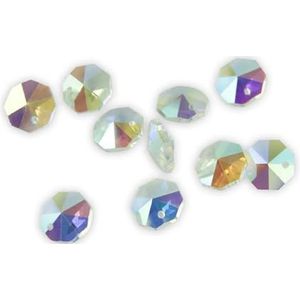 Tuin Suncatchers 100 stks/partij 15 kleuren gemengd 14 mm kristallen achthoek kralen in één gat voor slinger woondecoratie handgemaakte hanger kettingen (kleur: AB, maat: 100 stuks)