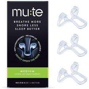 Mute Neusdilator Snurkoplossing | Medium 3 Pack | Snurken Minder & Slaap Beter | Alternatief voor Neusstrip | Comfortabele Ademhalingshulpmiddelen voor betere slaap en verbeterde luchtstroom