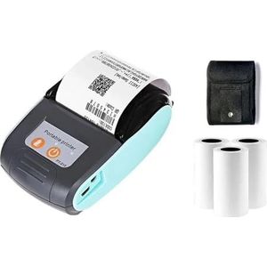 Thermisch Printer Mini Thermische Kassabon POS-printer Draadloos Bluetooth 58 Mm Draagbaar Ticket Factuur Factuur Zakelijk Detailhandel Met 3 Rollen Duidelijk Snel(Blue)