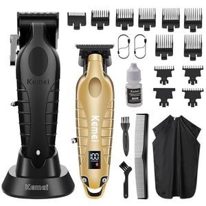 KEMEI Tondeuse voor heren, professionele tondeuse en trimmerset, draadloze Zero Gap trimmer voor mannen met led-display, 11 geleidekammen