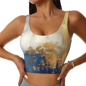 Goud Blauw Wit Print Casual Wear Vrouwen Sport Vest Yoga Vest Workout Vest Voor Vrouwen Lichtgewicht Trendy, Zwart, S