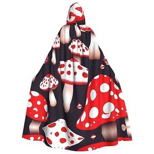 SSIMOO Rood-wit en paddestoel unisex mantel-boeiende vampiercape voor Halloween - een must-have feestkleding voor mannen en vrouwen