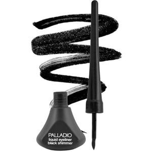 Palladio Vloeibare Eyeliner, Hoog Gepigmenteerde en Waterproof, Voor Intense Oogdefinitie, Inclusief Handige Greep en Fijne Viltstift Applicator, Black Shimmer