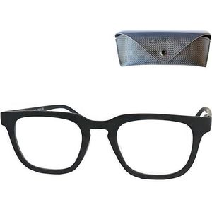 Mini Anti-blauwlicht Leesbril Met Dik Rechthoekig Montuur - Gratis Etui, Kunststof Brilmontuur (Zwart) - Blauwlichtfilter Voor Heren En Dames, Zwart, 1.0