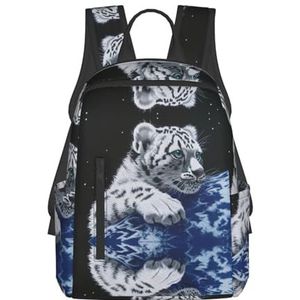 Etnische Schildpad Gestreepte Print Lichtgewicht Mode Casual Rugzak College Bag, Voor Outdoor Reizen Zakelijk Werk, Kleine Tijger in de ruimte, Eén maat