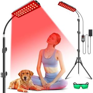 Rikimxin Roodlichttherapie-lamp met standaard, afzonderlijke infraroodlampen 60 leds, 660 nm rood en 850 nm in de buurt van infrarood golflengtes, voor de algemene gezondheid van het lichaam thuis met