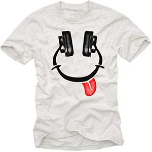 MAKAYA Koptelefoon T-Shirt Heren - Lick Headphones Dj Funshirt Muziek Wit Maten Voor Kinderen/Jongeren/Mannen Maat XXXXXL