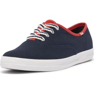 Keds Champion Canvas Lace Up Sneakers voor dames, Marineblauw Rood Varsity, 36 EU