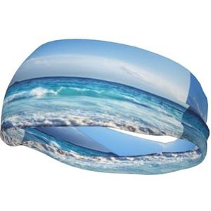 Ocean Waves Seychellen Eiland Strand In Zonsondergang, Sport Zweetband voor Unisex Multi Hoofdbanden Zweet Workout Hoofdbanden Elastische Haarband