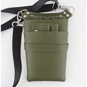 Salon kapper gereedschap, PU leren kappersschaar en gereedschapstas met verstelbare schouderband, verpakking van 6(C)